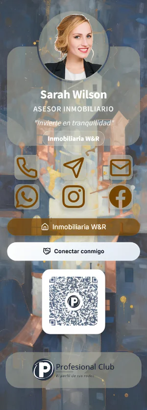 Ejemplo de tarjeta digital con QR de una asesora inmobiliaria